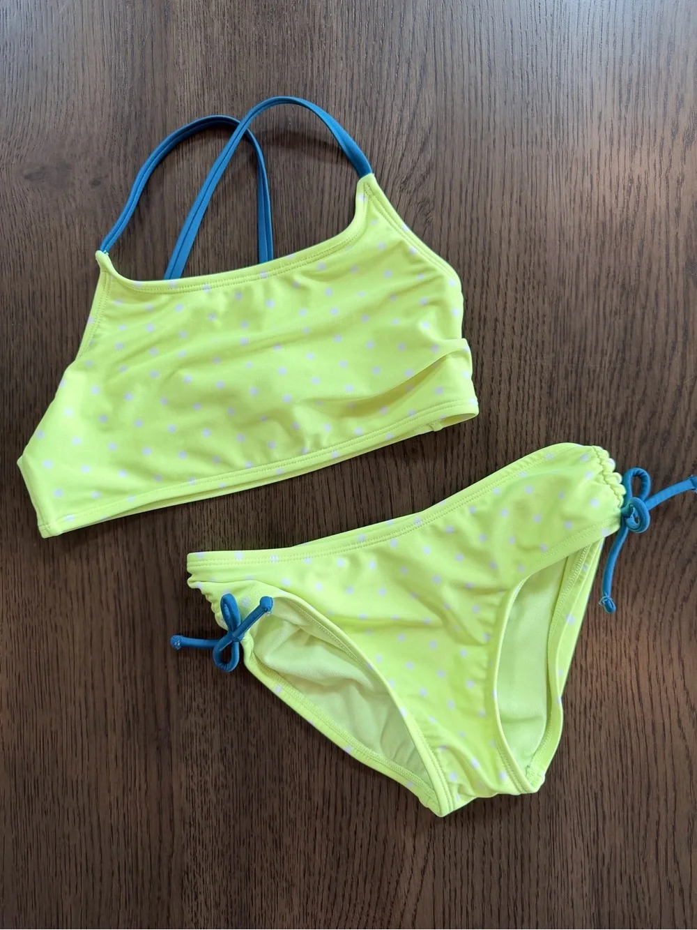 Cat & Jack Neon Yellow Polka Dot Girls' Two-Piece Bikini - Med 7/8